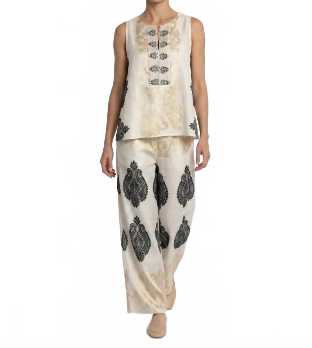 NEW NEMA meira wide leg pants in black/ gold/ white